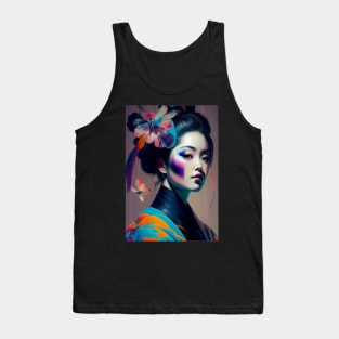 Japanese Geisha In Colorful Oil Paints. Gift Idea For Japan Fans 2 Tank Top